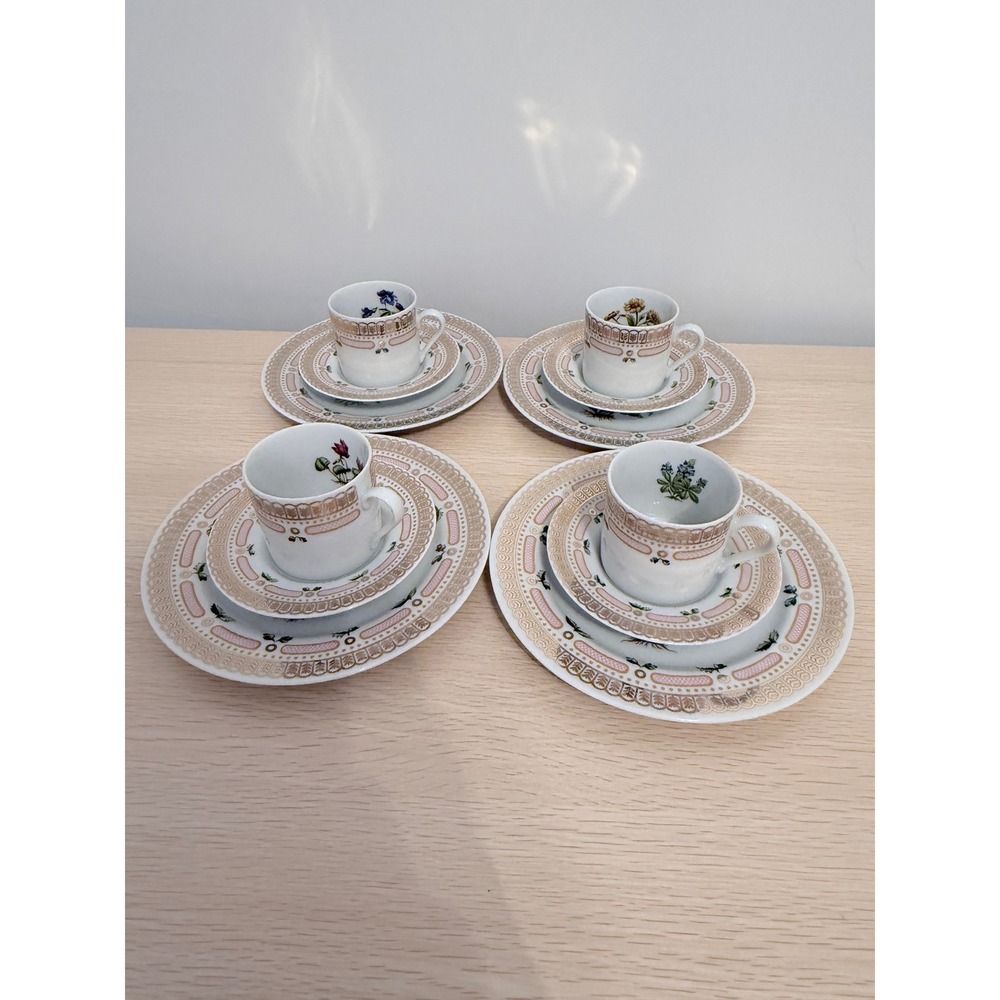 Georges Briard‎ Botanical Tea Set 12pc Vintage Porcelain Japan Pink Gold Floral